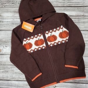 Gymboree Pumpkin Sweater Fall Harvest Hooded Zip Up Pumpkin Sweater NWT